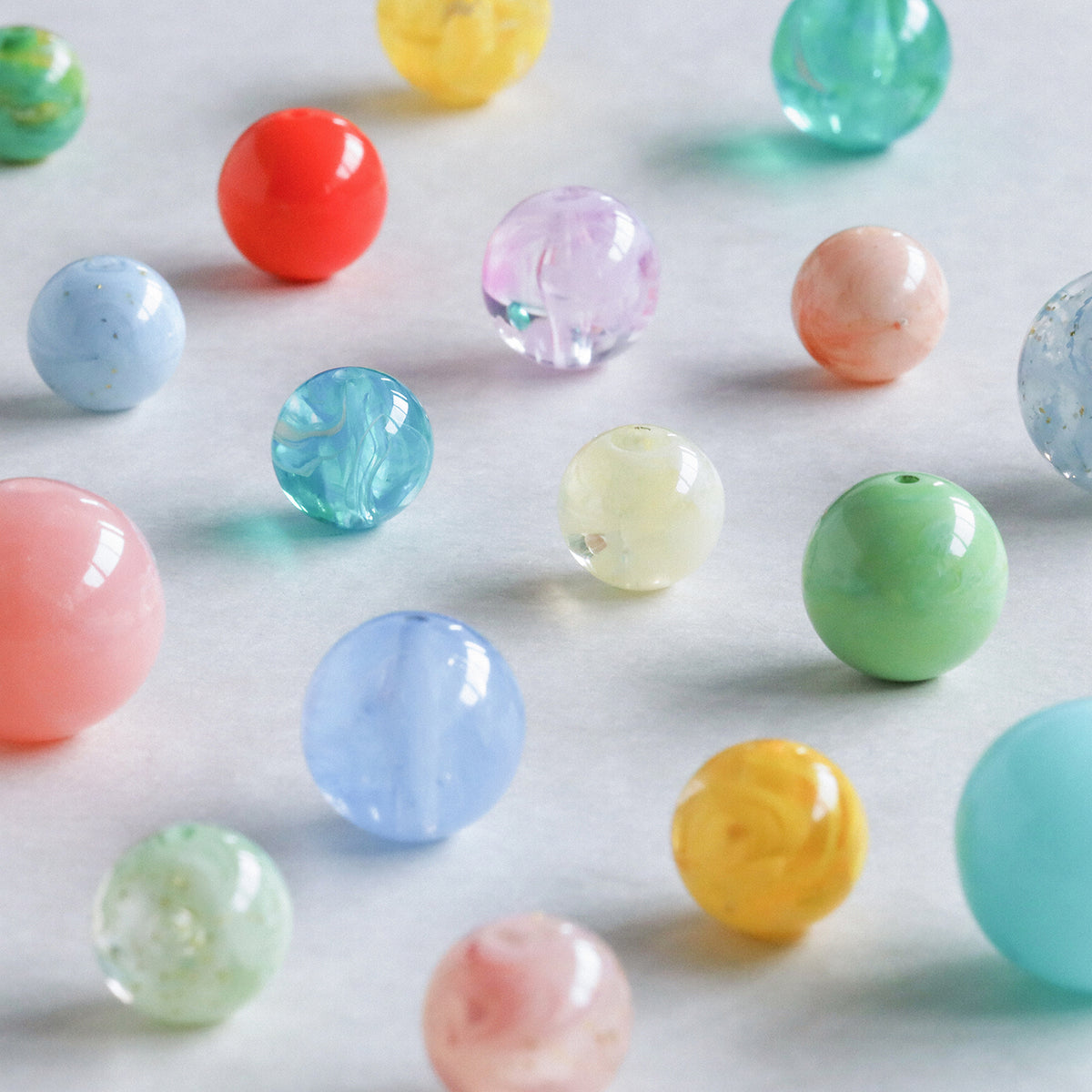アクリルビーズ 丸玉 マーブル
